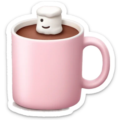 Light Pink mug of hot chocolate with marshmallows  sticker