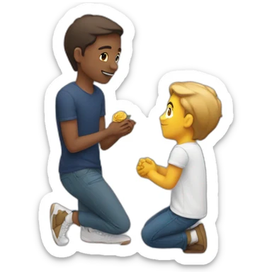 Man proposing with rose by kneeling down sticker