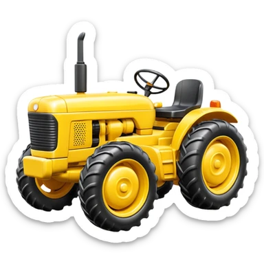 yellow plastic toy  tractor sticker