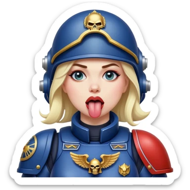 woman space marine salutes tongue out sticker