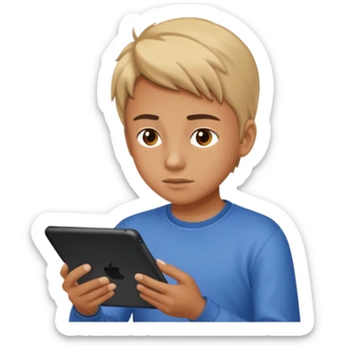 Teen gaming on tablet sticker