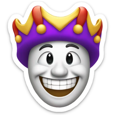 jesters face with a hat laughing sticker