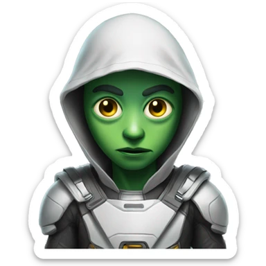 intense gaze of a boy alien sticker