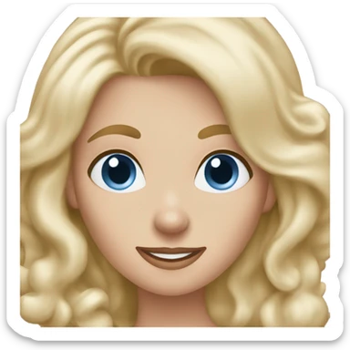 blue eyed blonde lady waving with brown Cockapoos sticker