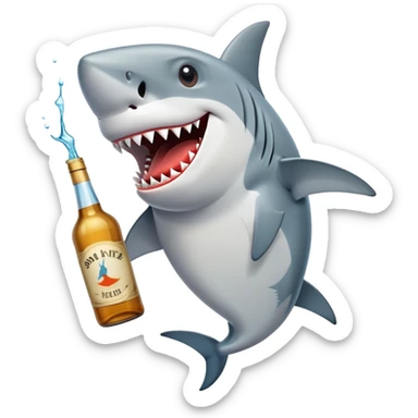 Shark drinking alcohol  sticker