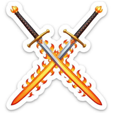 sword on fire crossed sticker