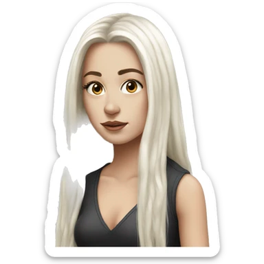 Hyper realism white girl with long black hair sticker