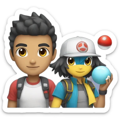 Pokemon trainer with a poke ball and noctali sticker