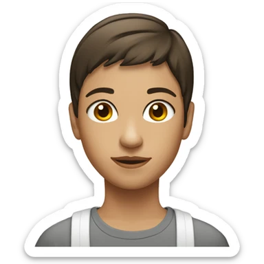 Teenager brunette whit short hair and straight sticker