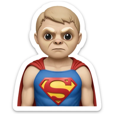 Sloth from The Goonies movie character with misshapen face and superman shirt sticker