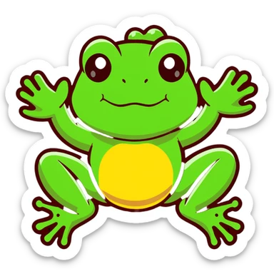 toxic laboratory frog with mechanical limbs sticker