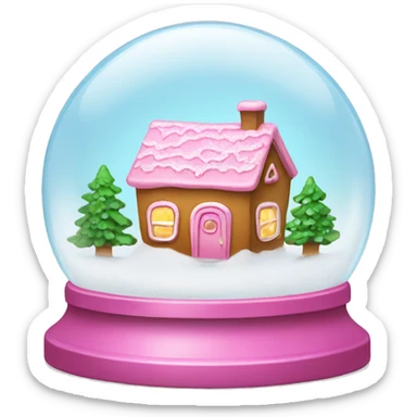 A snow globe with a pink gingerbread house inside sticker