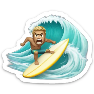 angry surfer on a surfboard sticker