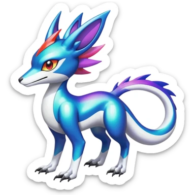 Shiny Colorful Sergal-Meloetta-Latias-Koraidon-Peppercat-Wargreymon-Protogen-Pokémon-Digimon-Fakémon-fusion-hybrid-creature sticker