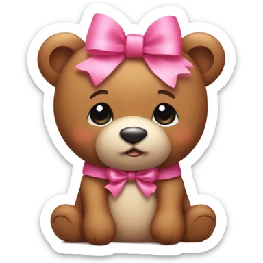 cute teddybear with pink bow on head sticker