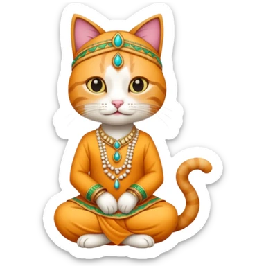 cat wearing indian clothes sticker