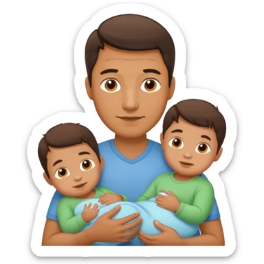 man with three babies sticker
