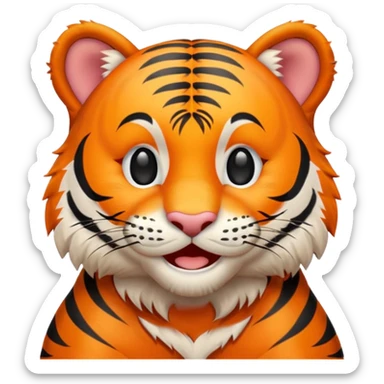 A smiling tiger with a thank you sign sticker