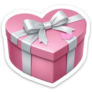 heart shaped pink gift box sticker