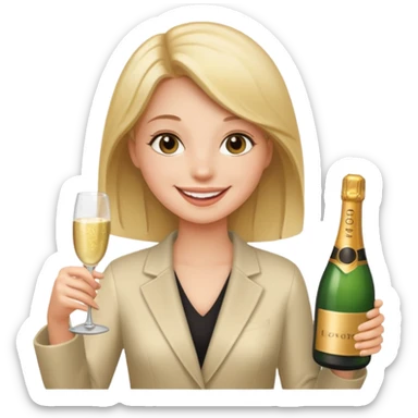girl with Champagne bottle sticker