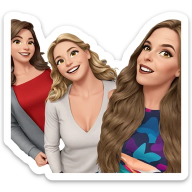 three girls smiling together sticker