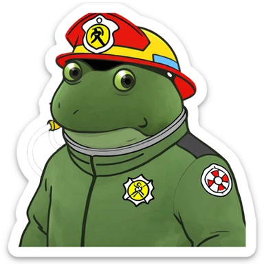 bufo in a fire fighter suit sticker