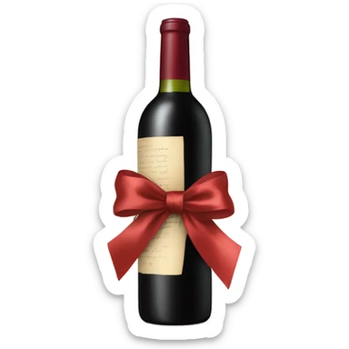 wine bottle with bow sticker