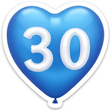 balloons with thirty 30 shape in blue sticker