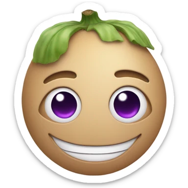 Smiling emoji with egg plant eyes  sticker