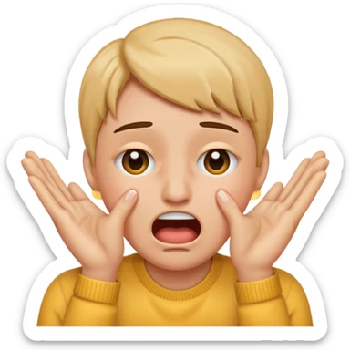 Emoji who is criing with hands on face gesturing criing sticker