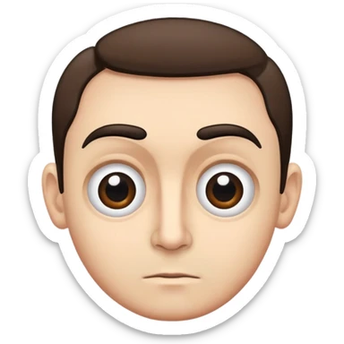 A man with a unibrow and receding hair on the sides, with large eyes and a relatively angular face.

 sticker