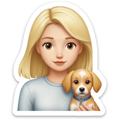 Blonde girl with a dog sticker