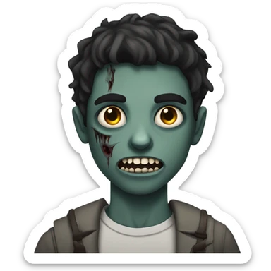 teen boy zombie with dark hair and dark eyes sticker