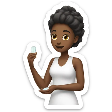 Girl putting on skin care sticker