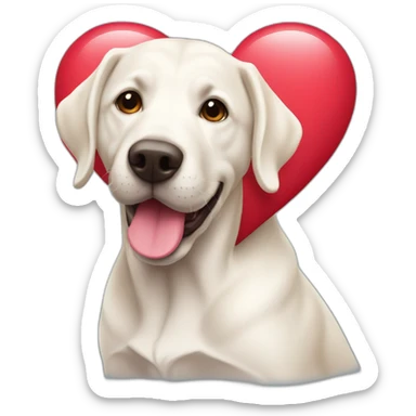 white labradore with a heart for valentine day sticker