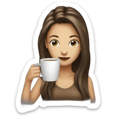 coffee drinking long haired blue eyed woman sticker