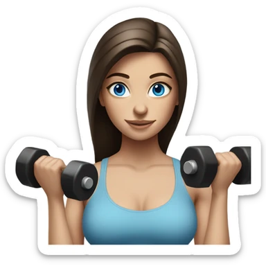 Realistic brunette girl with bright blue eyes lifting weights sticker