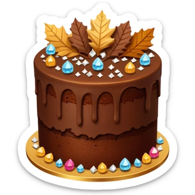 Two layer autumn cake adorned with overflowing raw crystals & leaves  sticker