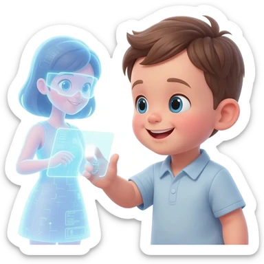 baby boy with virtual girlfriend sticker