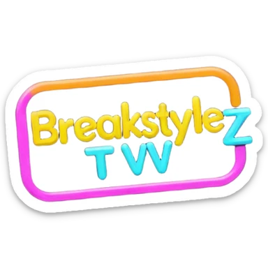 un gif texte qui défile  "BREAKSTYLEZ TV"  change de couleur sur fond noir sticker