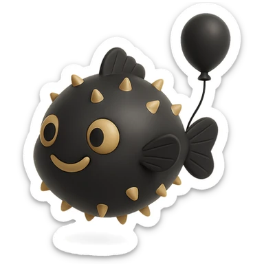 a cartoonish balloon fish named Steve, floating and cheerful sticker