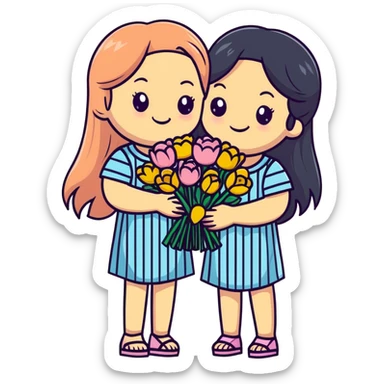 happy girls outdoors together sticker