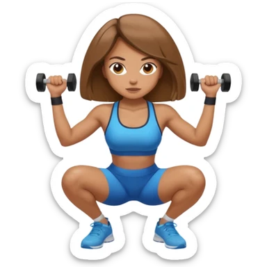 Beautiful woman with light brown shoulder length hair popping a squat without any weights sticker