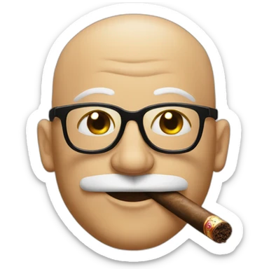 bald man with sunglsses smoking a cigar sticker