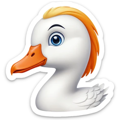 white goose with orange beak and blue eyes sticker