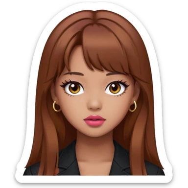 Lisa from BLACKPINK in brown hair with bold makeup sticker