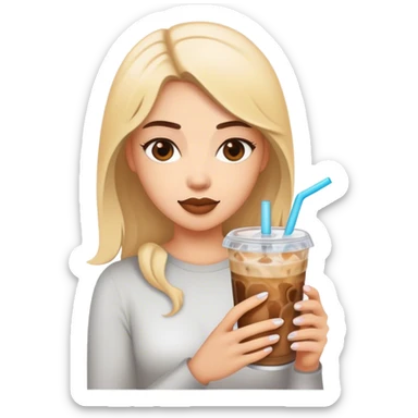 Muchacha con un iced coffee  sticker