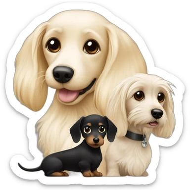 blond maltese and black dachshund sticker