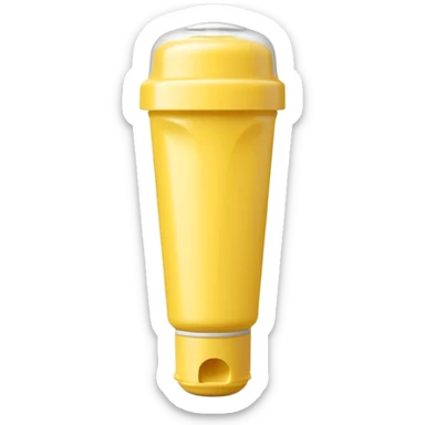 small squeezable tube with tapered nozzle and removable cap, slightly angled, subtle glossy highlight, compact smooth monochrome yellow, minimalistic design, no label, no glue drops, no extras, closed tube, apple emoji style, soft lighting, subtle shadows, emoji scale sticker