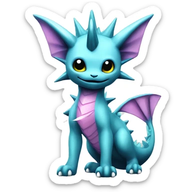 Pink Edgy Vaporeon dragon With Fins and spikes full body sticker